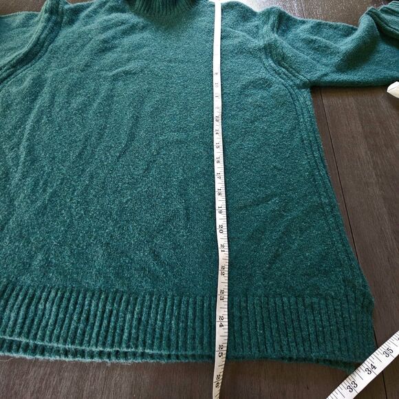 J.Crew Wool Alpaca Blend Turtleneck Sweater Small Soft Knit Oversized Green - Picture 5 of 9